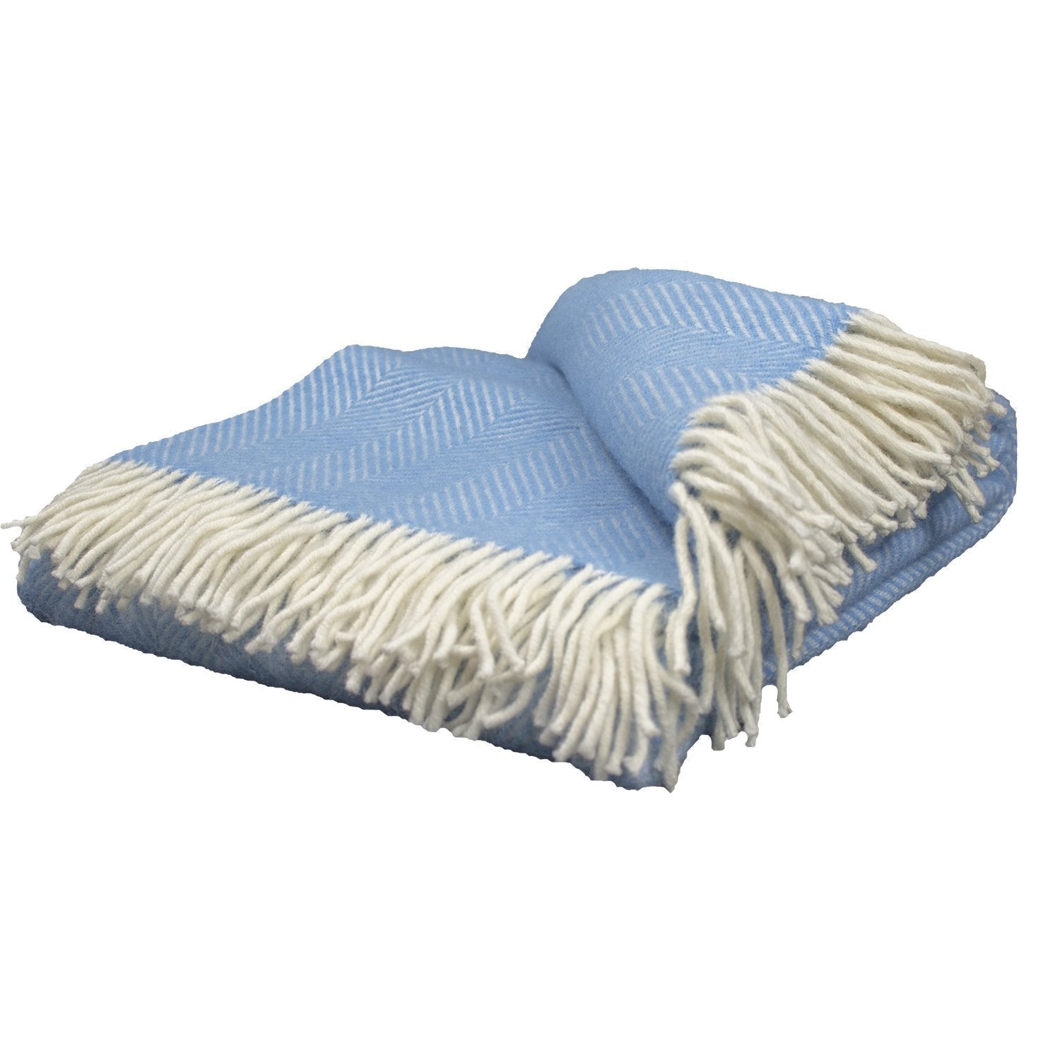 Highland Tweeds Herringbone Pure New Wool Throw ~ Sky Blue  ~ - Osadia Concept Store