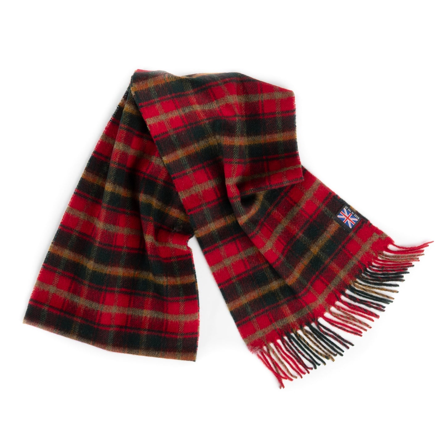 Prince of Scots Fringed Merino Wool Scarf (Red Maple)