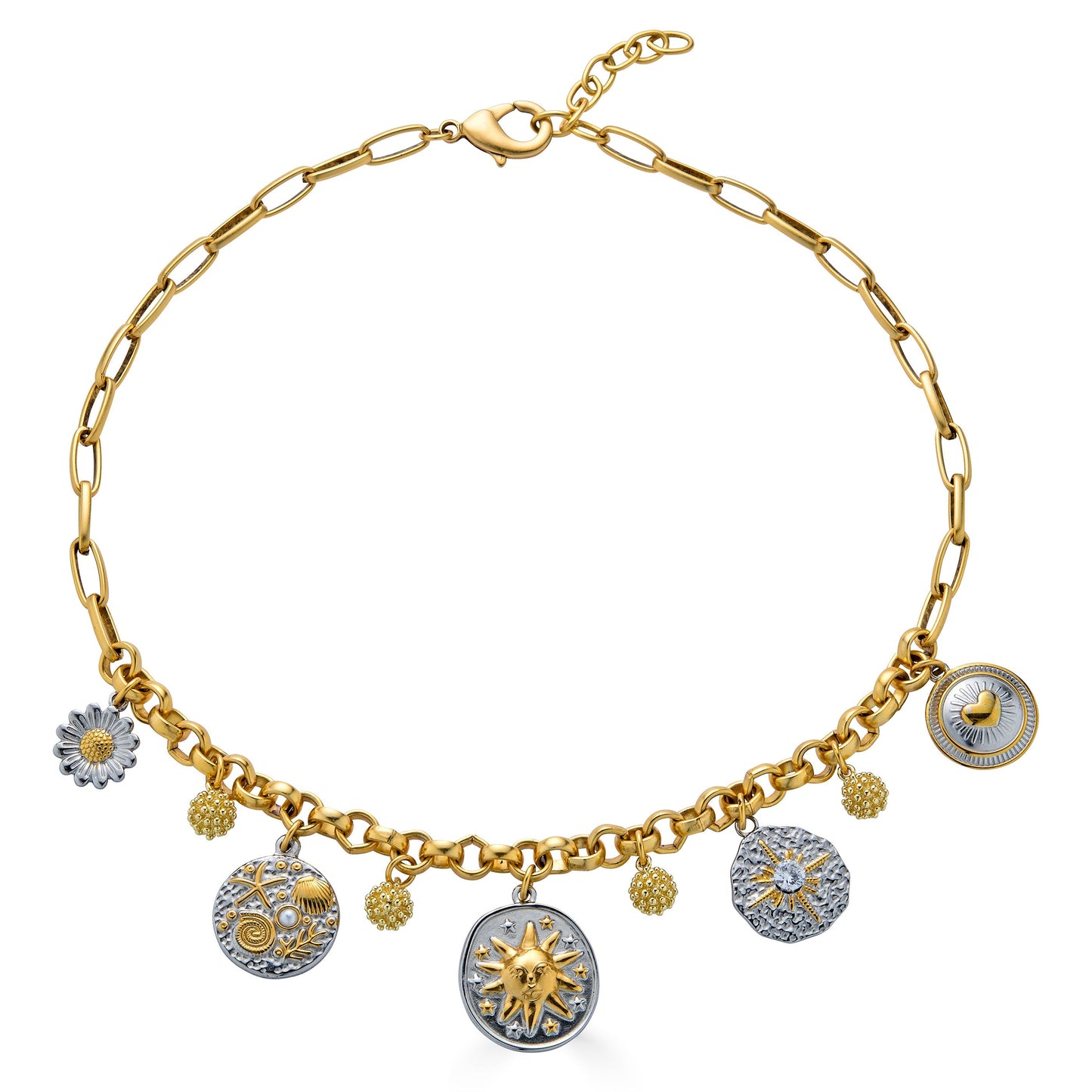 Mixed Metal Charm Necklace