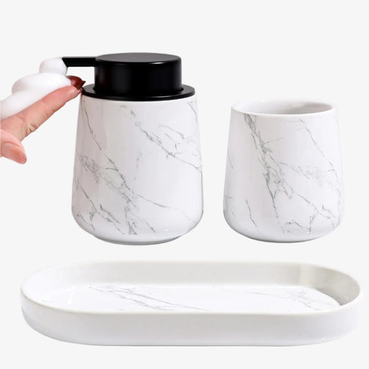 BosilunLife Marble Foaming Bathroom Set 3-Piece Recycled RebornClay™