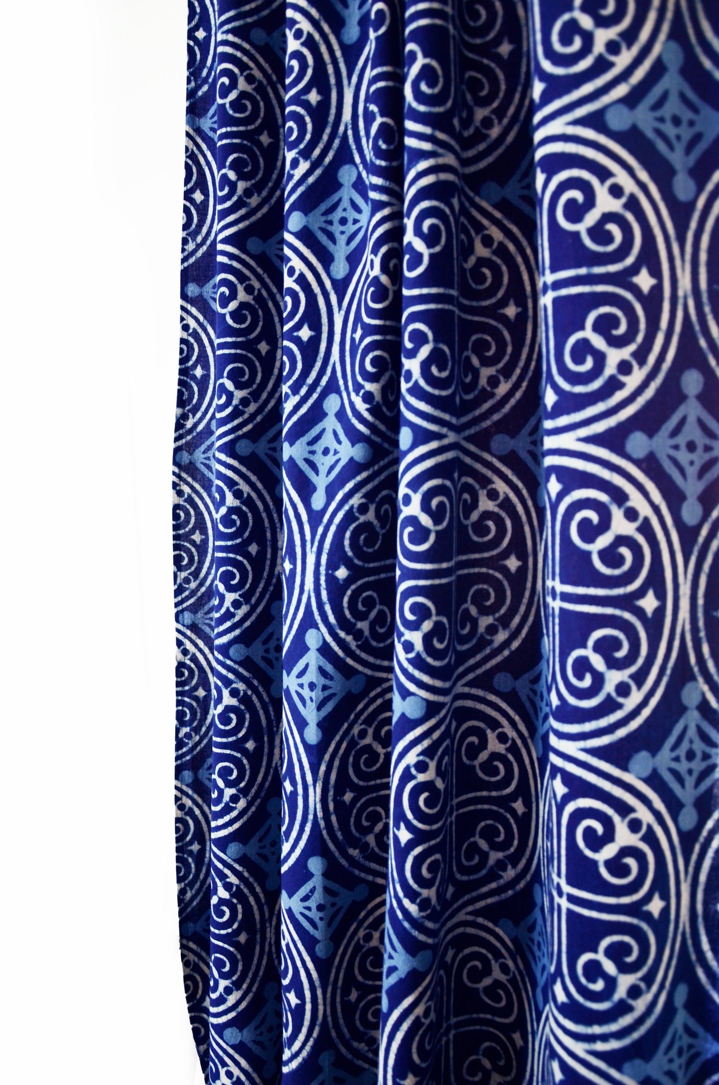 Indigo Cotton Curtain, Eco-Friendly Window Panel - Greece