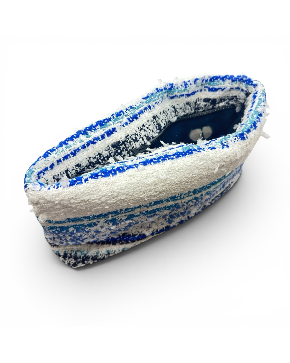 Summer Clutch: Style 001 - Blue, White, Black Boucle