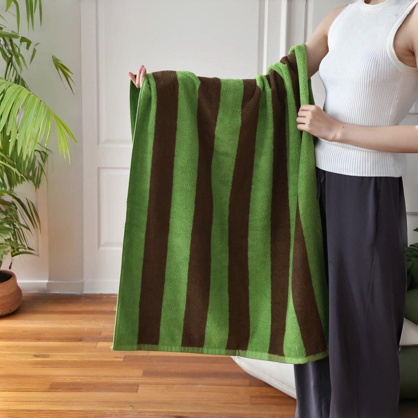 Ultra Soft Absorbent Terra Stripe Bath Towel