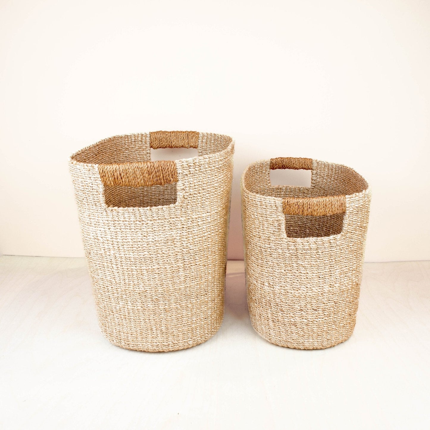 S/2 Tan Oval Woven Baskets