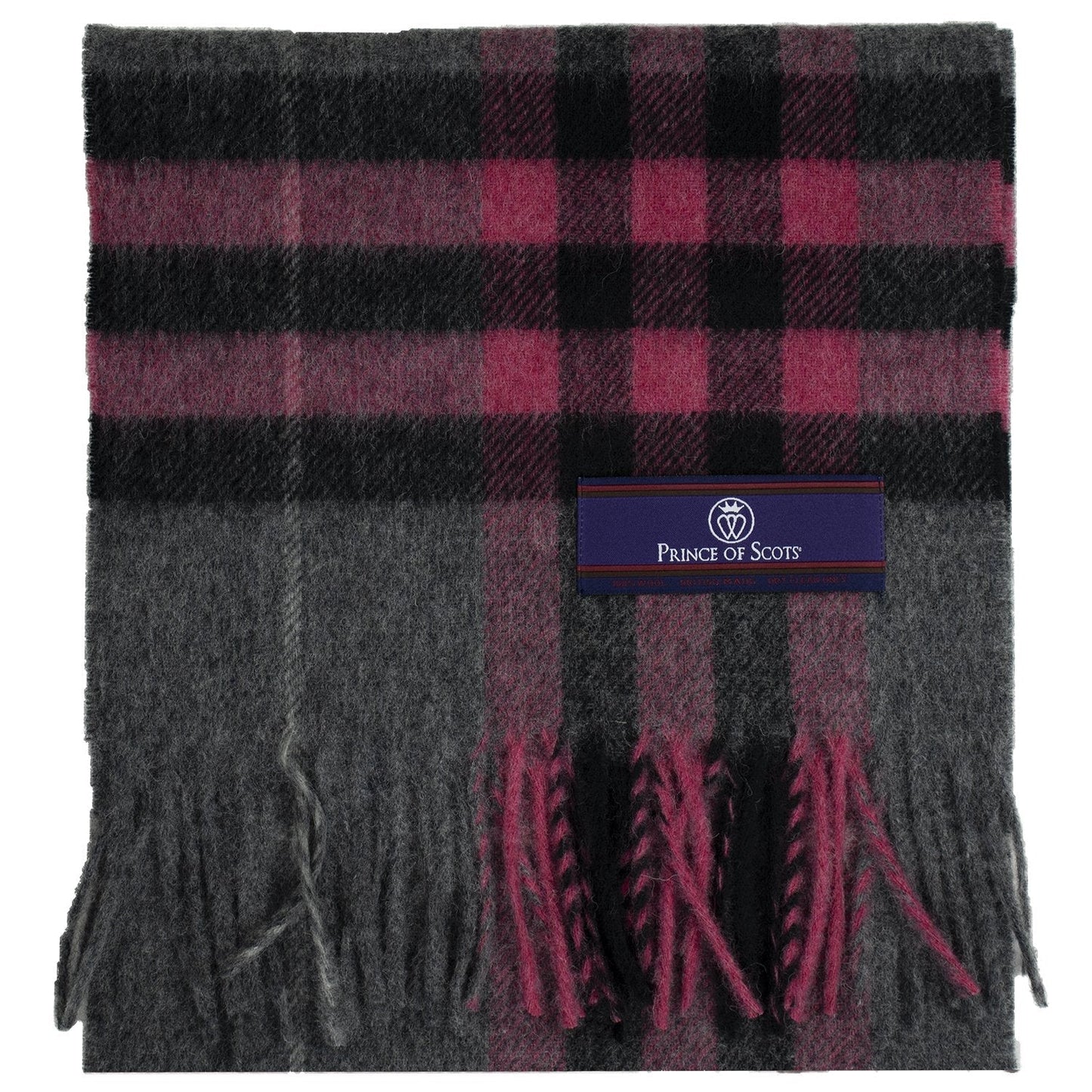 Prince of Scots Heritage Plaid Fringed Merino Wool Scarf (Cambridge Grey) - Osadia Concept Store