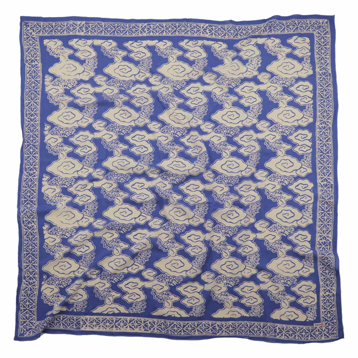 Large 39" Hand Dyed Batik Bandana - Pewter Sky
