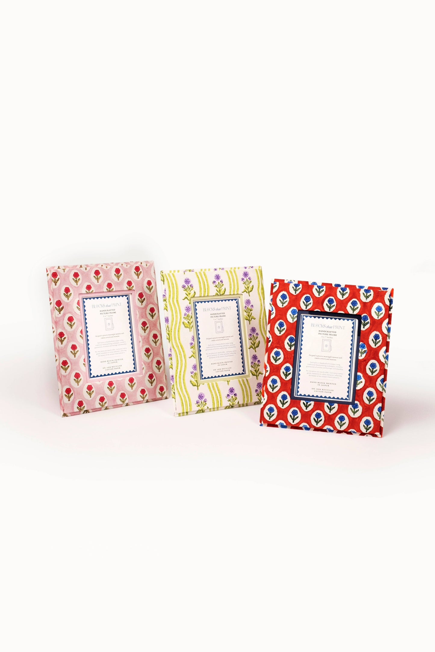 Medium Block Print Photo Frame (4 x 6) - Crimson Buta