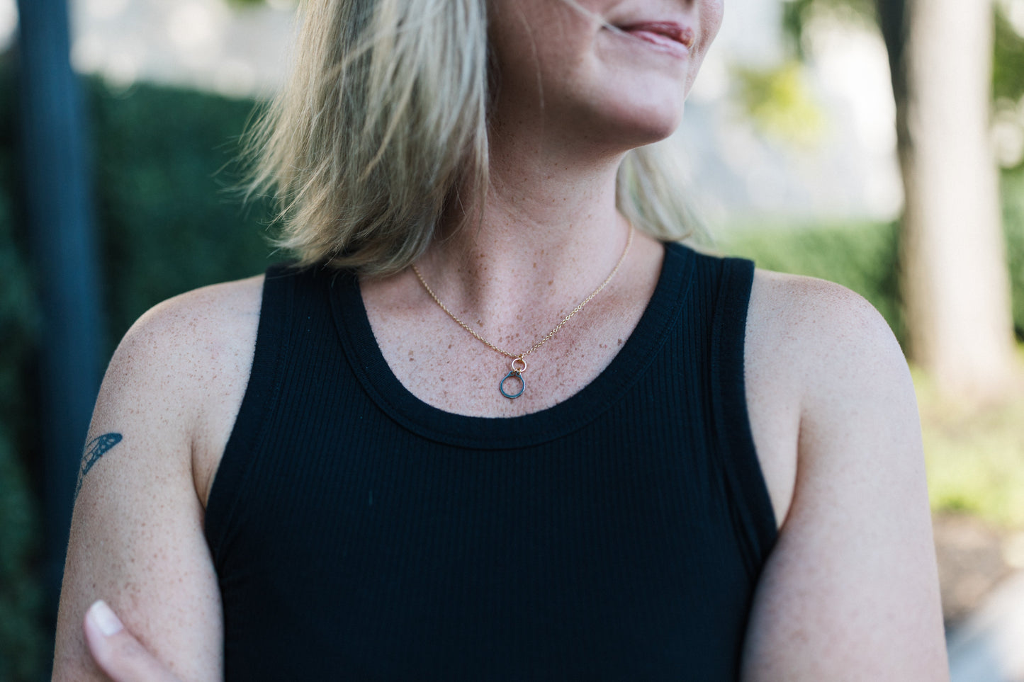 How Sweet It Is Necklace | Repurposed Steel Automotive Retaining Ring | Gold Plated Chain