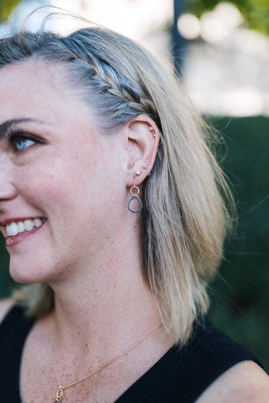 How Sweet It Is Earrings | Repurposed Stainless Steel Auto Retaining Ring | Gold Plated Ear Wire