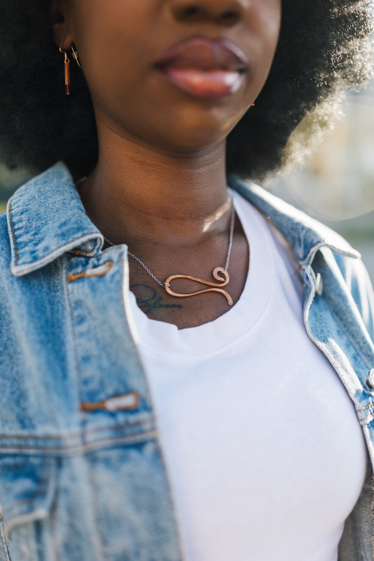 Against the Wind Necklace | Repurposed Automotive Copper | Stainless Steel Chain