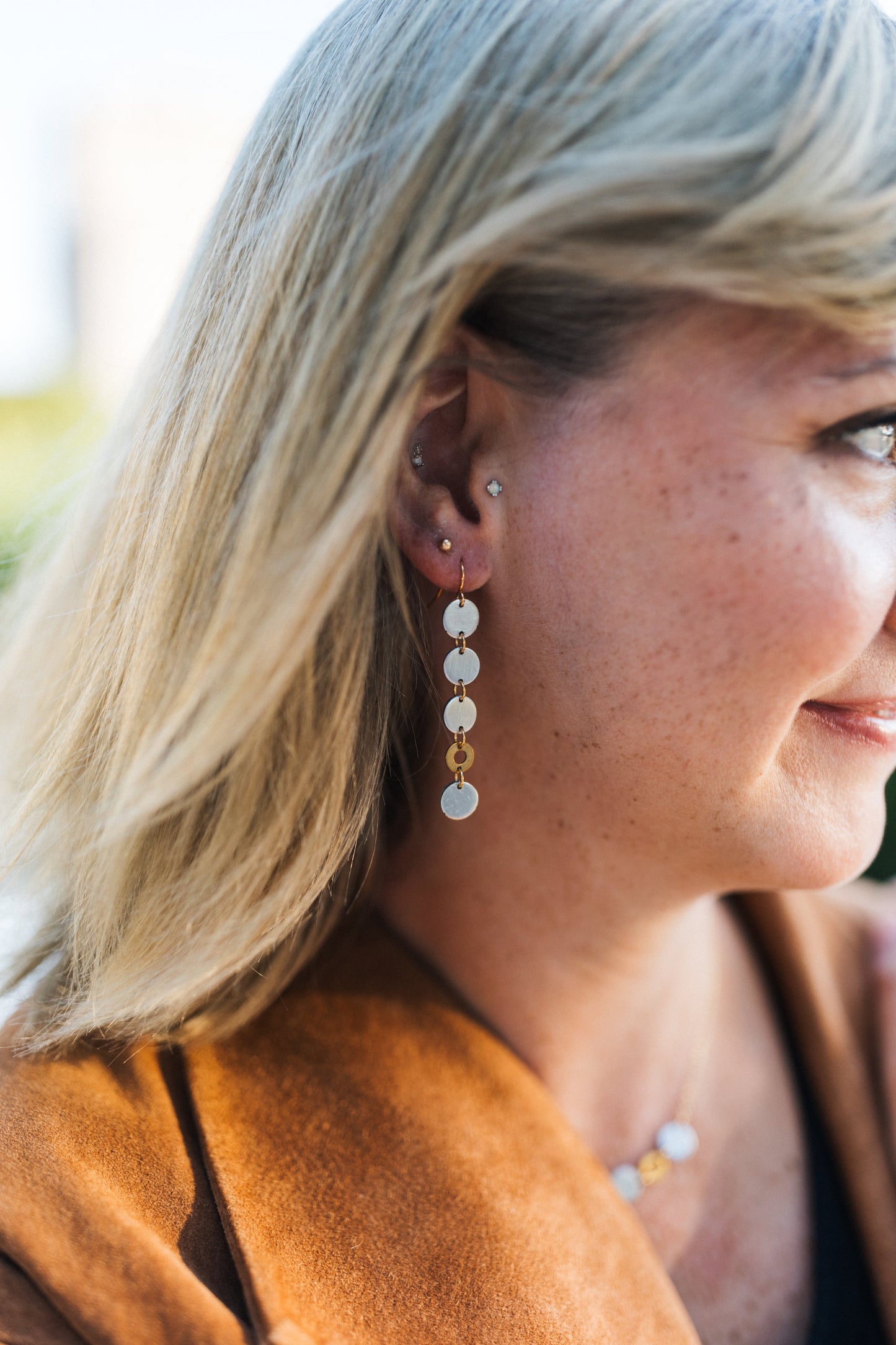 Lose Yourself Earrings | Repurposed Automotive Aluminum & Brass | Gold Plated Ear Wire