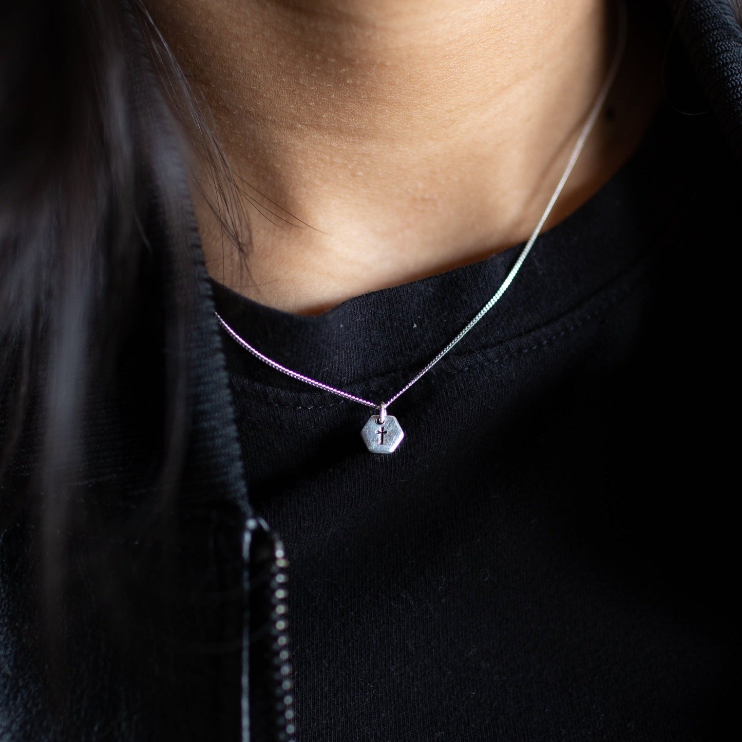 Known Cross Necklace | Salvaged Steel Auto Part | Sterling Silver Chain