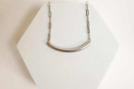 Higher Ground Necklace | Repurposed Automotive Steel Brake Line | Stainless Steel Chain