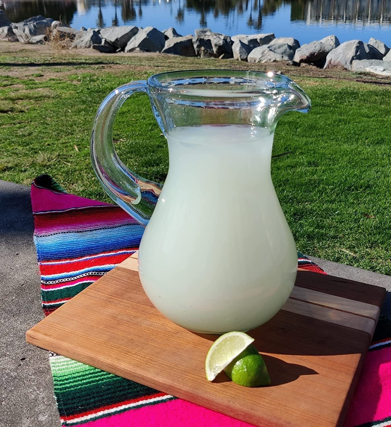 Mexican Hand Blown Glass Pitcher