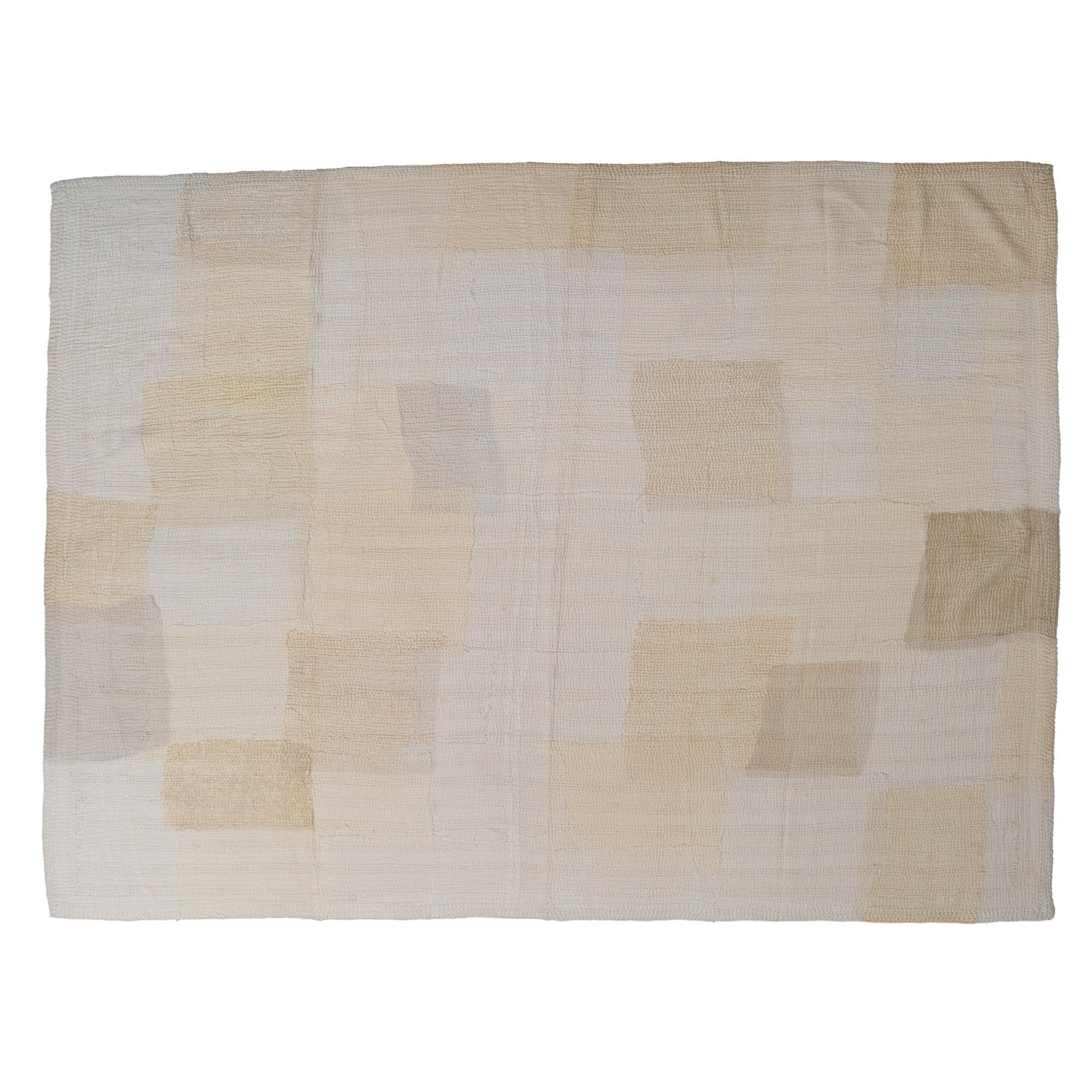 Mosaic Fray Patch  Vintage Kantha Throw-Cauliflower
