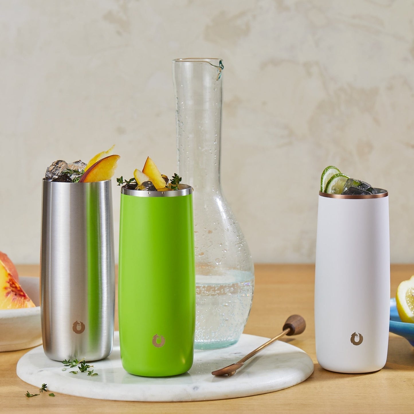 Stainless Steel Highball Cocktail Glass Set, Set of 2 - Lime