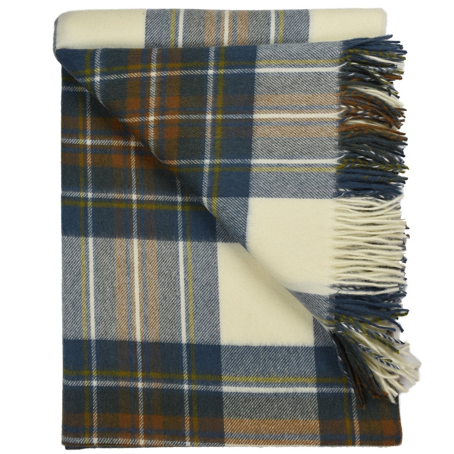 Highland Tartan Tweed Merino Wool Throw ~ Muted Blue Stewart ~ - Osadia Concept Store
