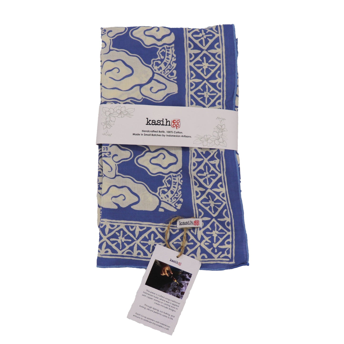 Large 39" Hand Dyed Batik Bandana - Pewter Sky