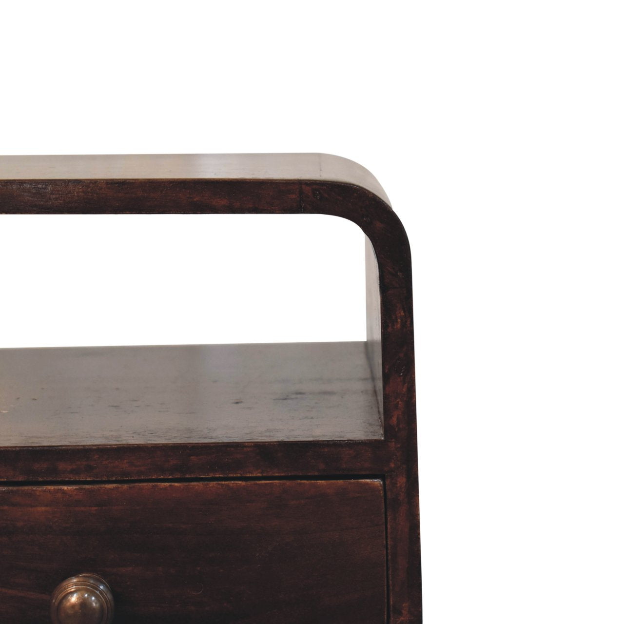 Solid Wood Mini California Walnut Curved Bedside Table