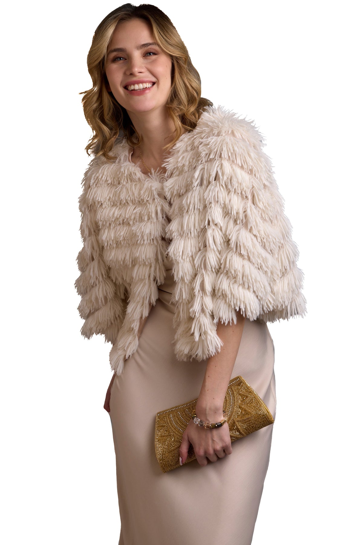 Faux Fur Tasseled Capelet