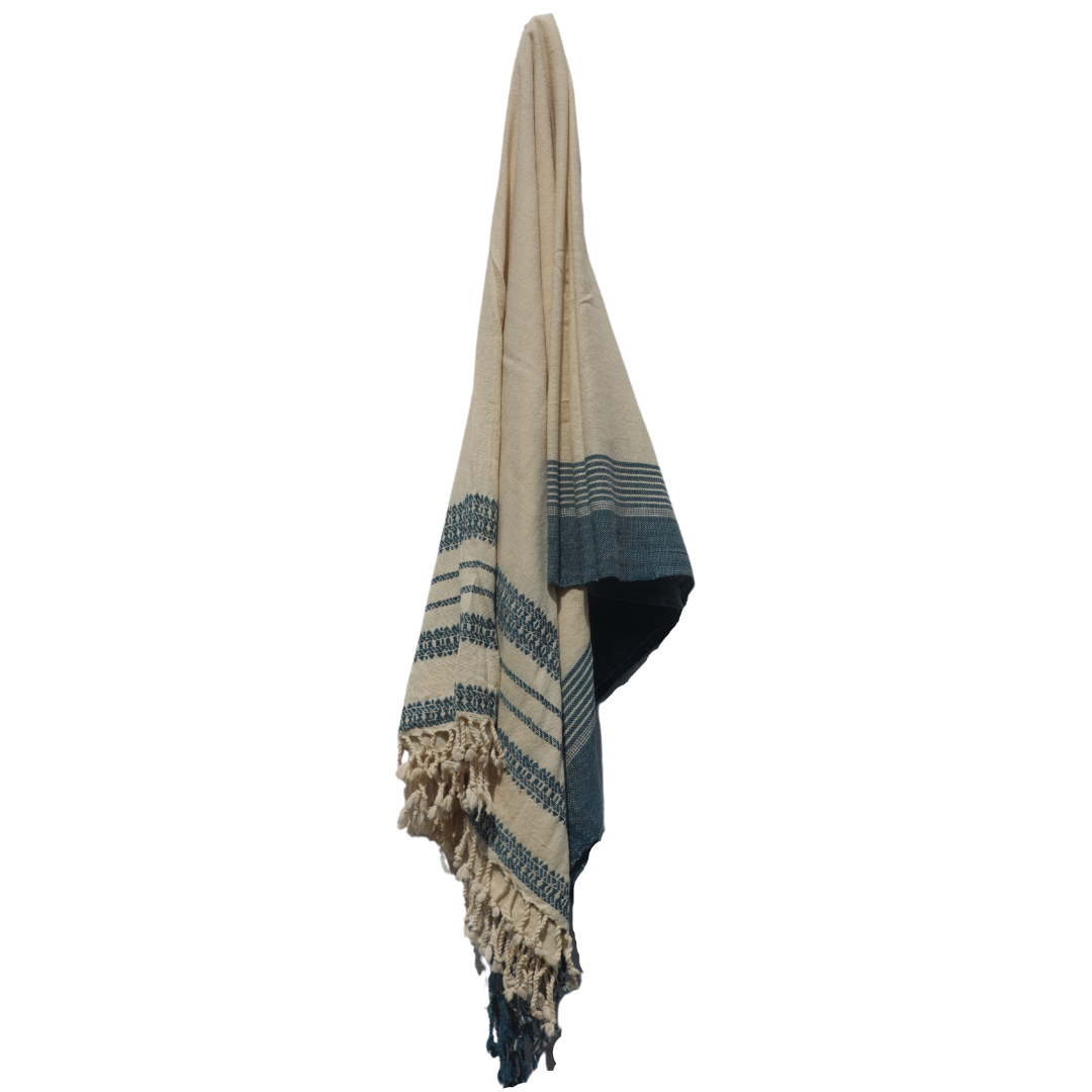 BK Shell/Indigo Handwoven Bedspread