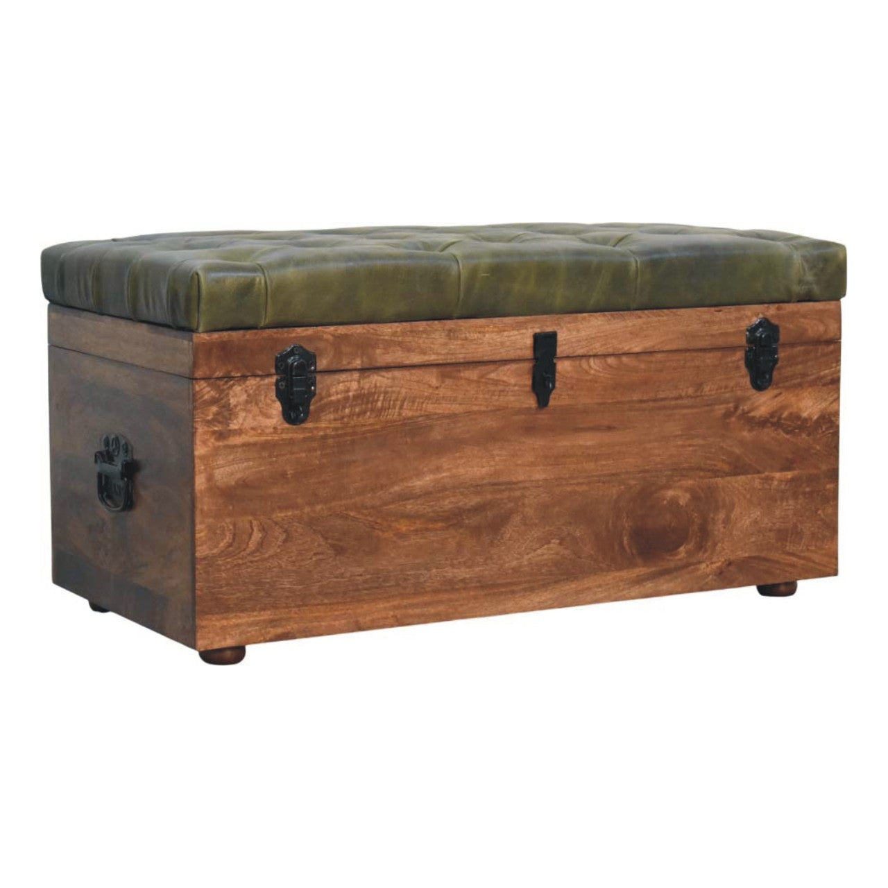 Solid Wood Roasted Almond Storage Trunk Bench