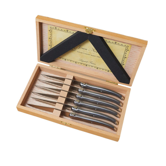 Laguiole 6 Piece Steak Knife Set, Stainless Steel in Wood Presentation Box