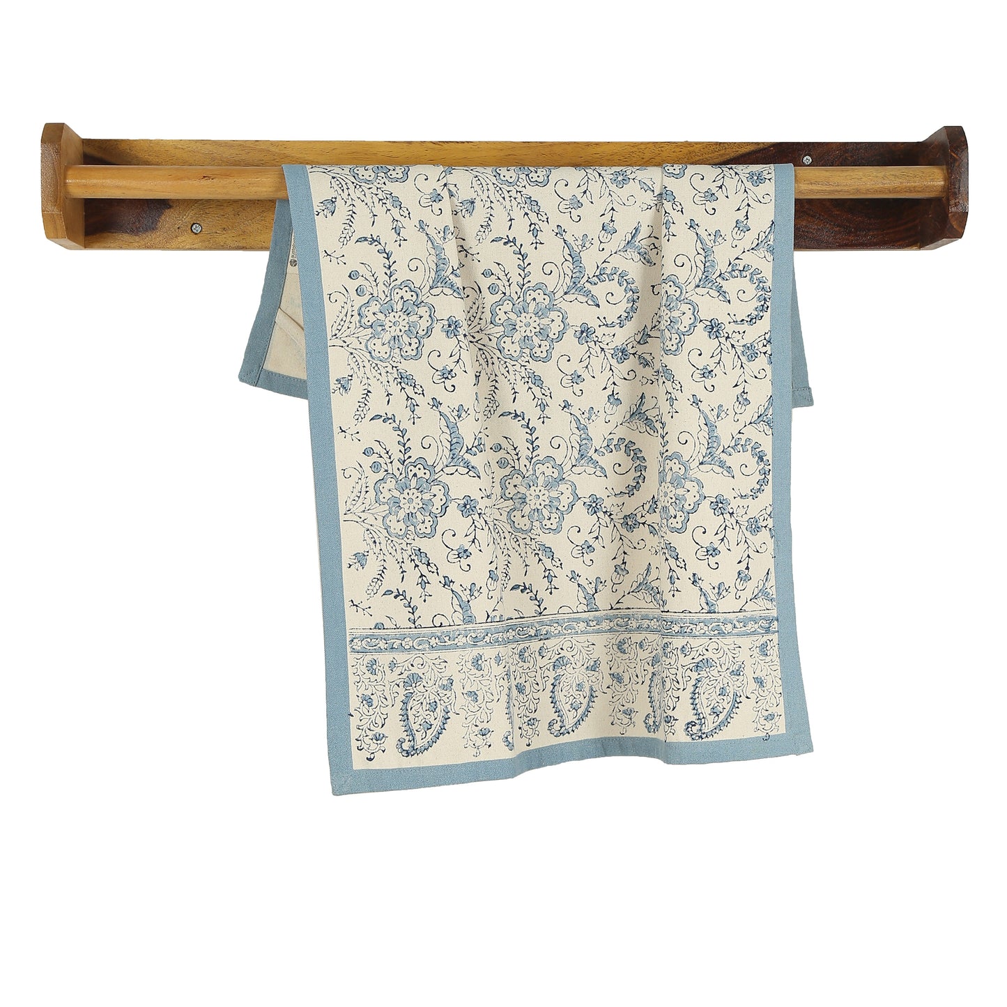 Bloom River - Set of 2. Hand Block Printed Kitchen Towels - Cotton - Fair Trade - Artisan Made