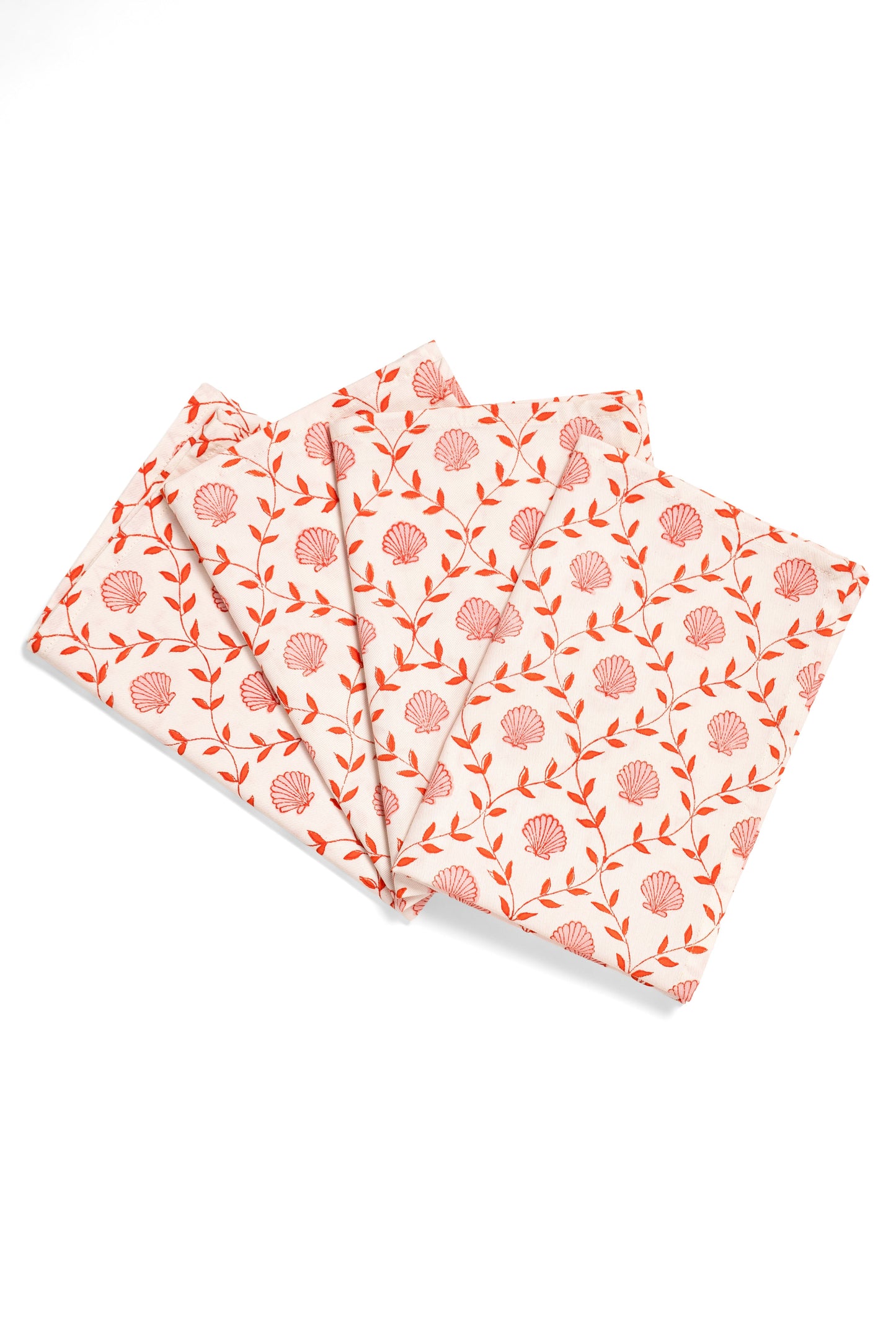 Seashell Blockprint Napkins, Set of 4