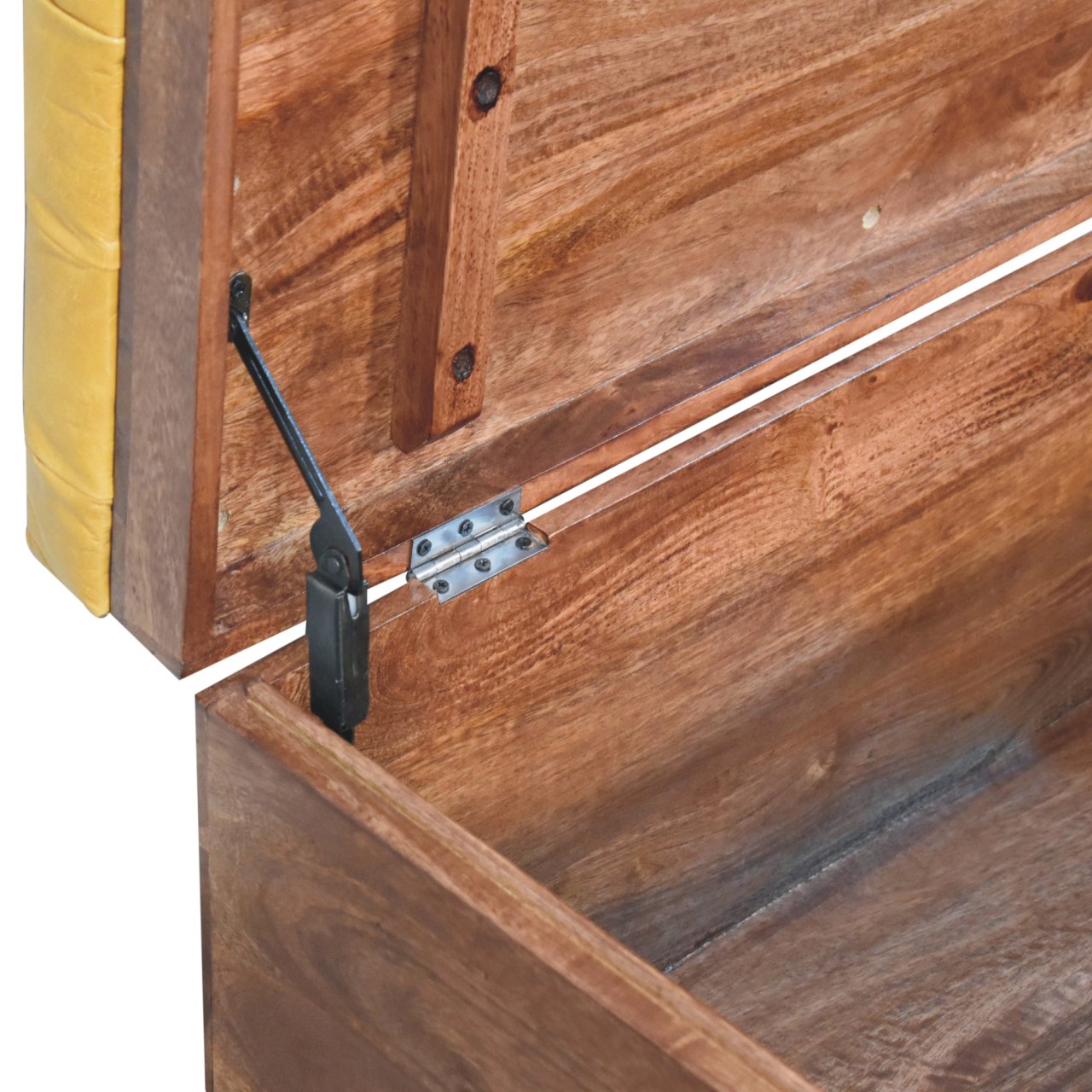 Solid Wood Buffalo Hide Honey Caramel Storage Trunk