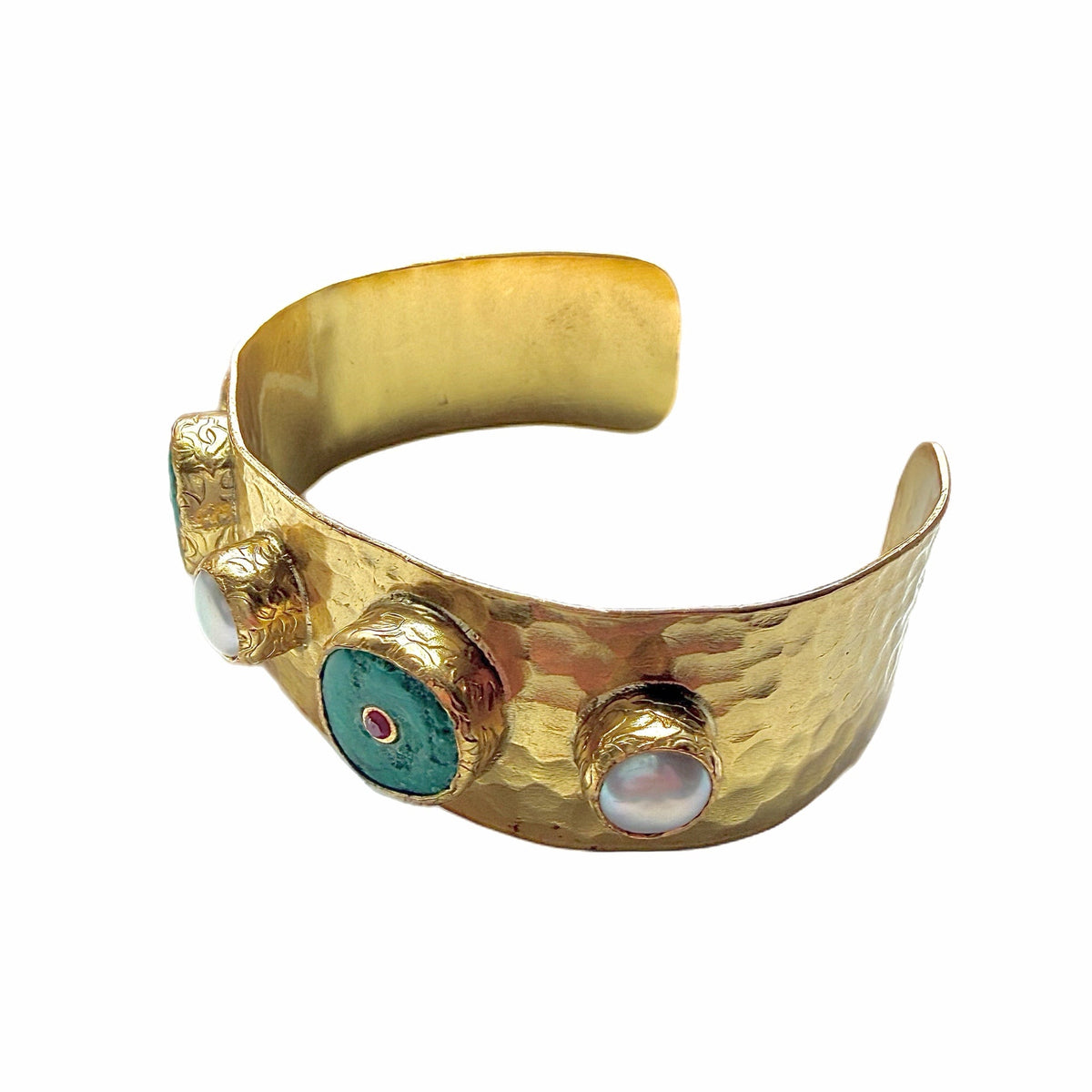 Turquoise and Pearl Cuff Bangle