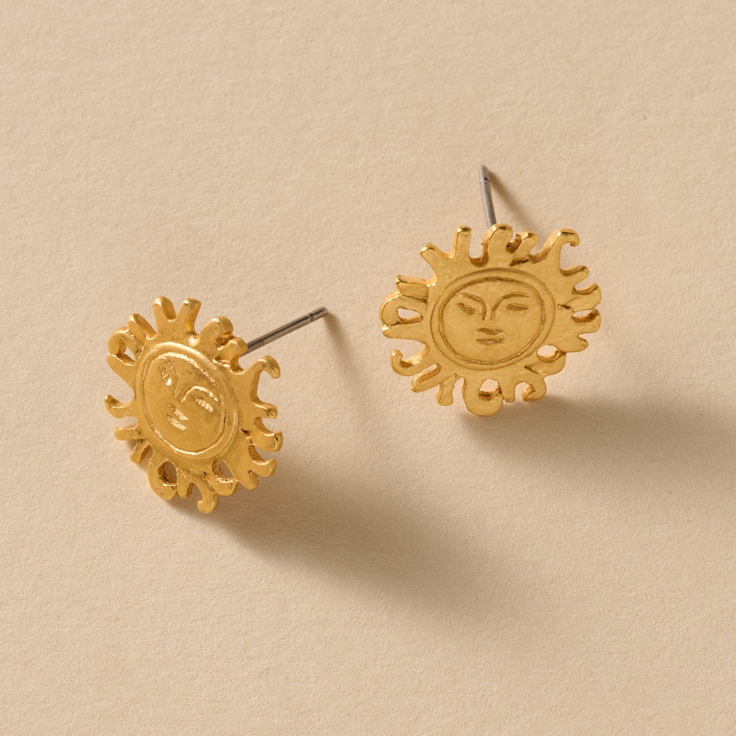 Calida Gold Plate Sun Post Earrings