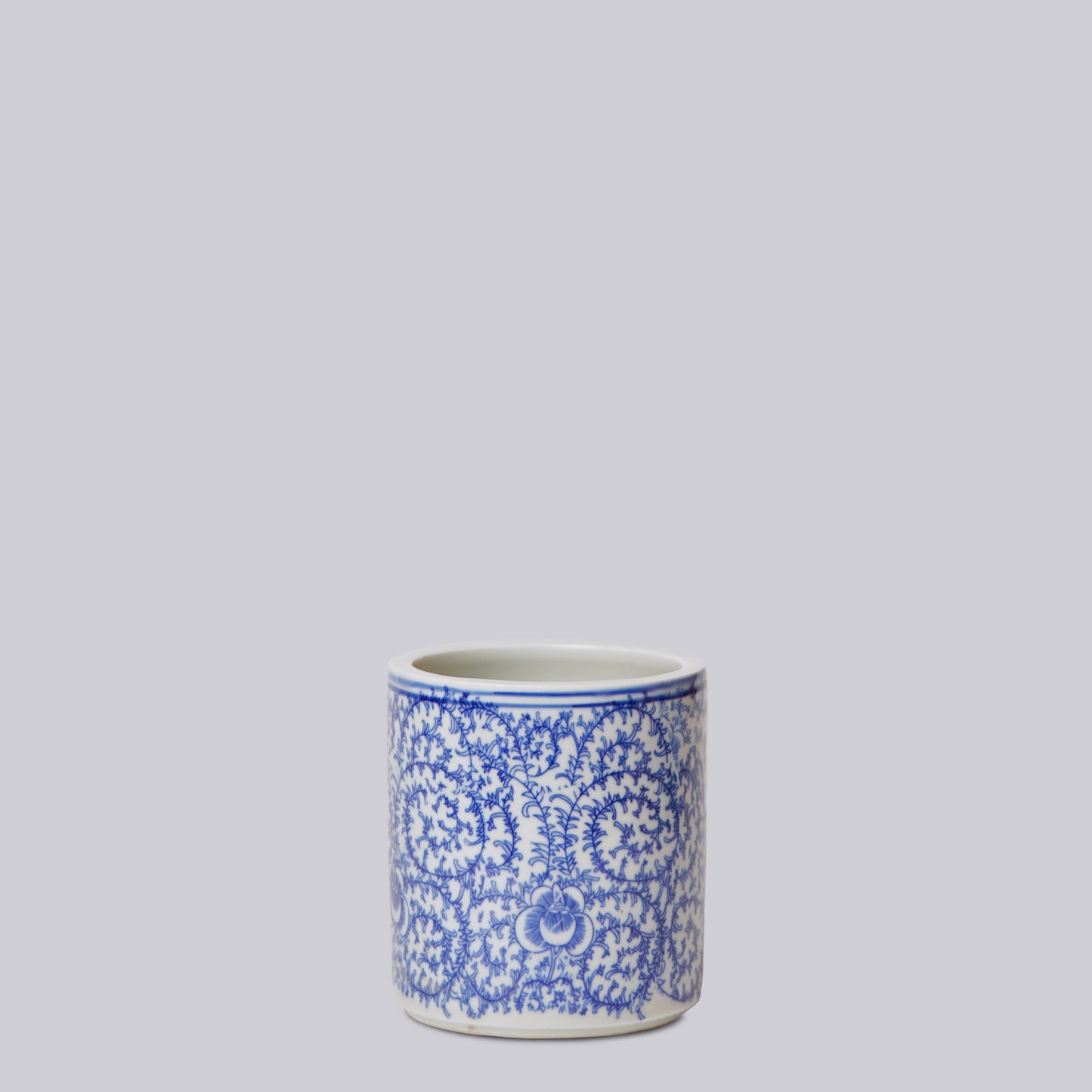 Tiny Blue and White Porcelain Country Peony Cachepot