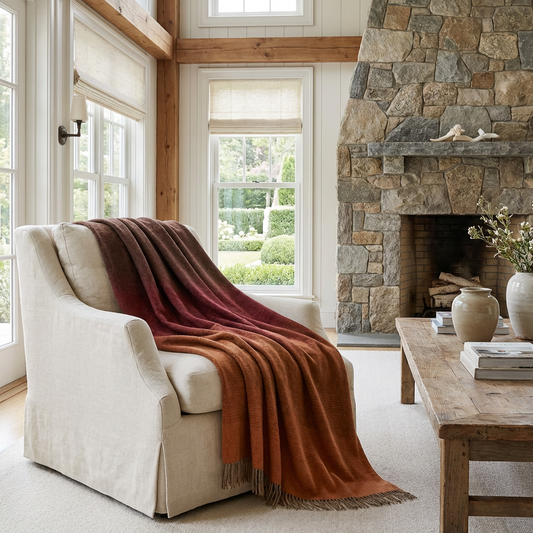 Whisper Ombre Merino Wool Throw – Ember | Prince of Scots
