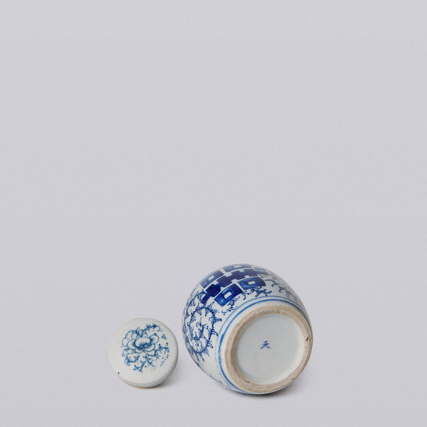 Blue and White Porcelain Mini Double Happiness Round Jar