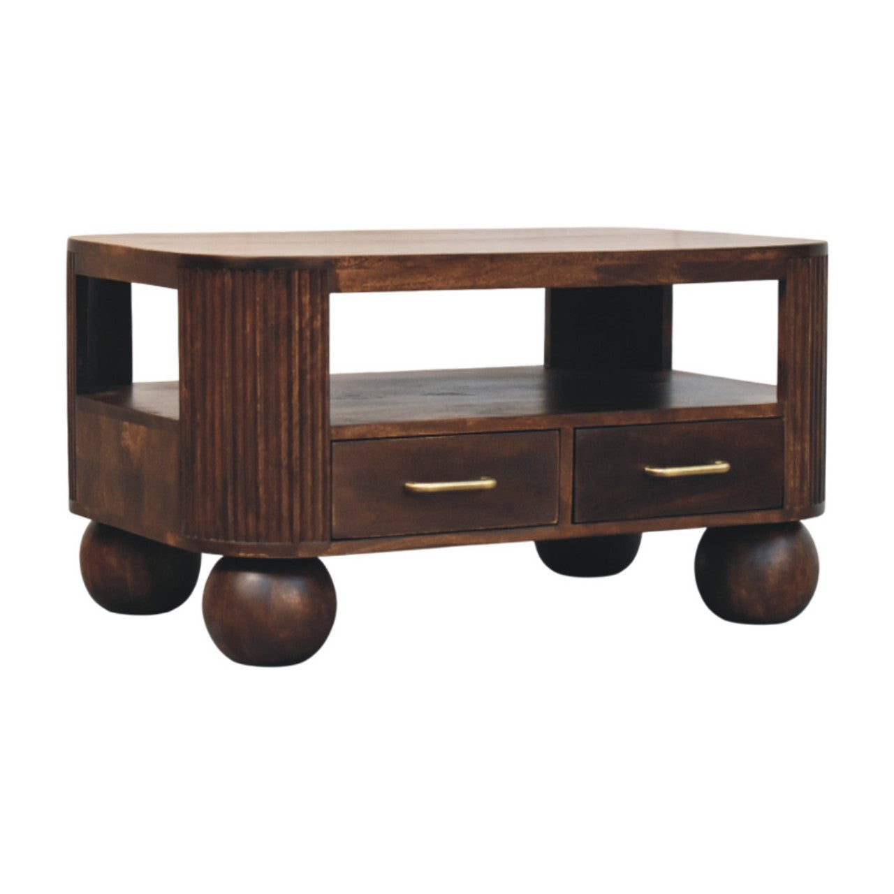 Solid Wood Sphere Leg Coffee Table