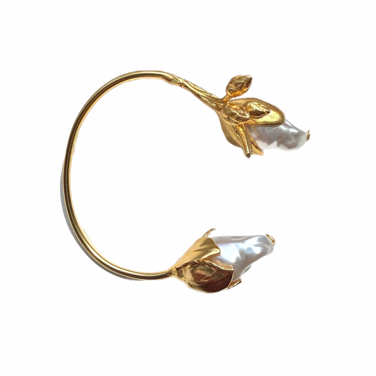 Baroque Pearl Floral Cuff Bracelet