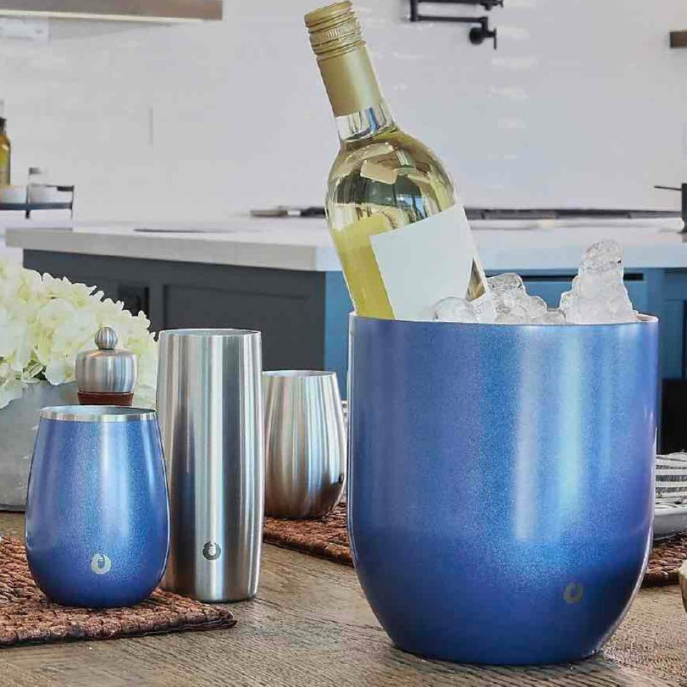 Stainless Steel Highball Cocktail Glass Set, Set of 2 - Steel