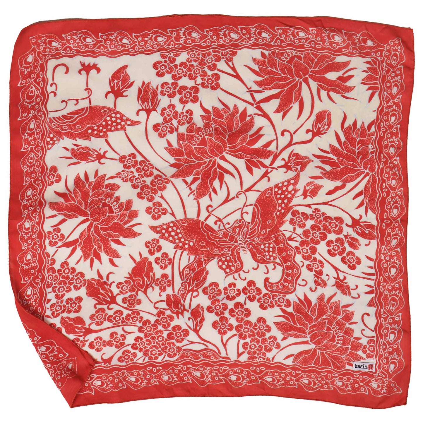 Fully Hand Drawn Batik Tulis Bandana, Lotus Blossom
