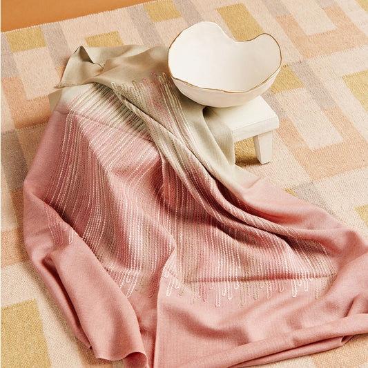 Chive Ombre Hand Textured Handloom Soft Merino Throw