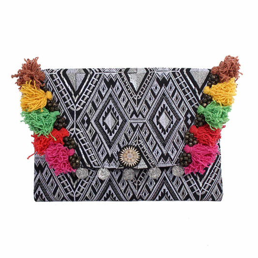 Embroidered Multi Tassel Clutch Bag | IPad Case - Thailand