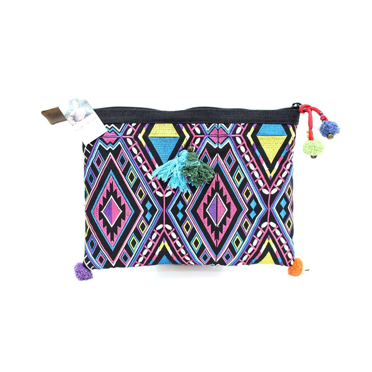 Handcrafted Embroidered Clutch | iPad Bag - Thailand