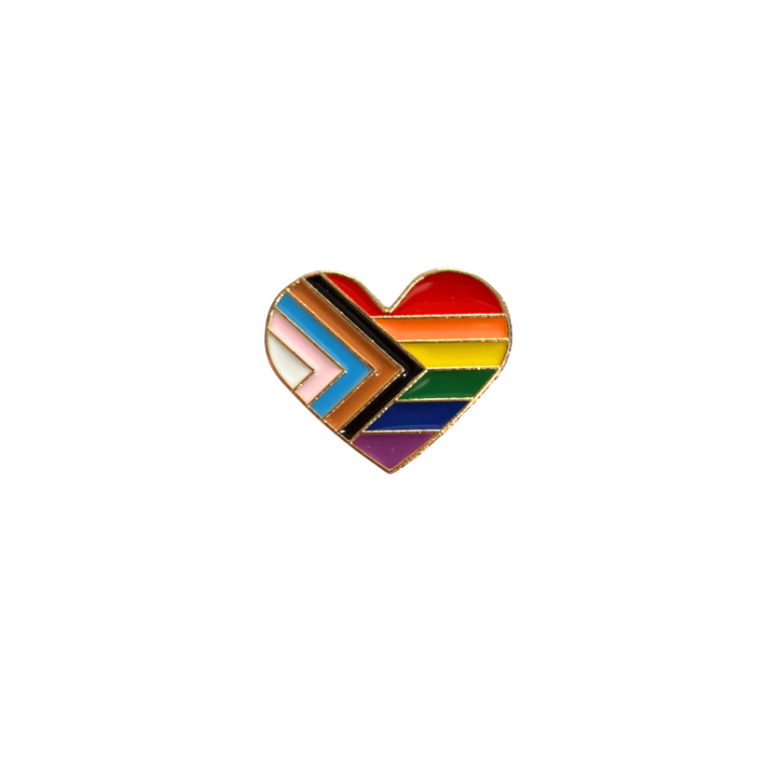 LGBTQ Progress Pride Heart Shaped Enamel Pin