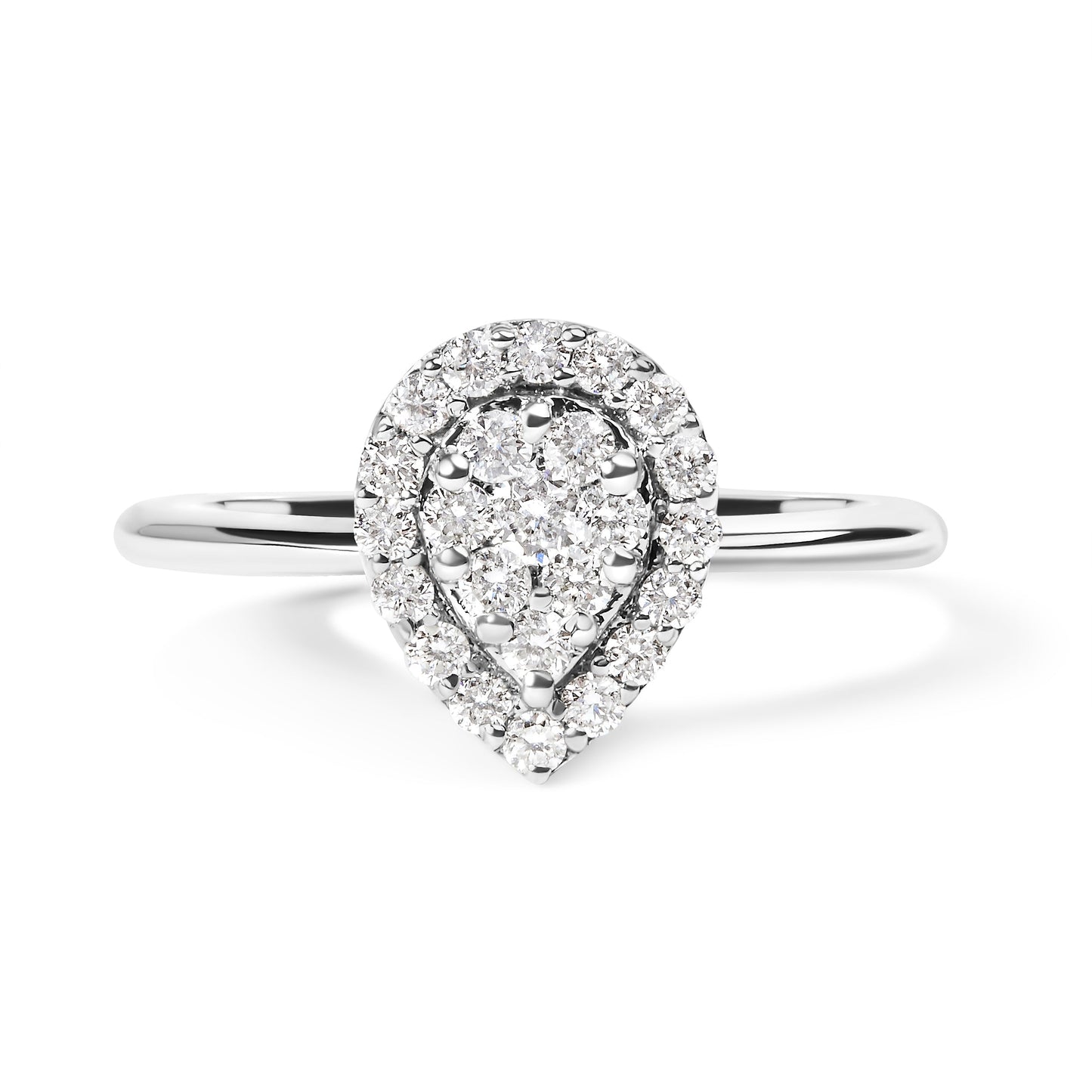 10K White Gold 3/8 Cttw Round-Cut Lab Grown Diamond Cluster Pear Promise Ring (G-H Color, VS2-SI1 Clarity) - Size 7