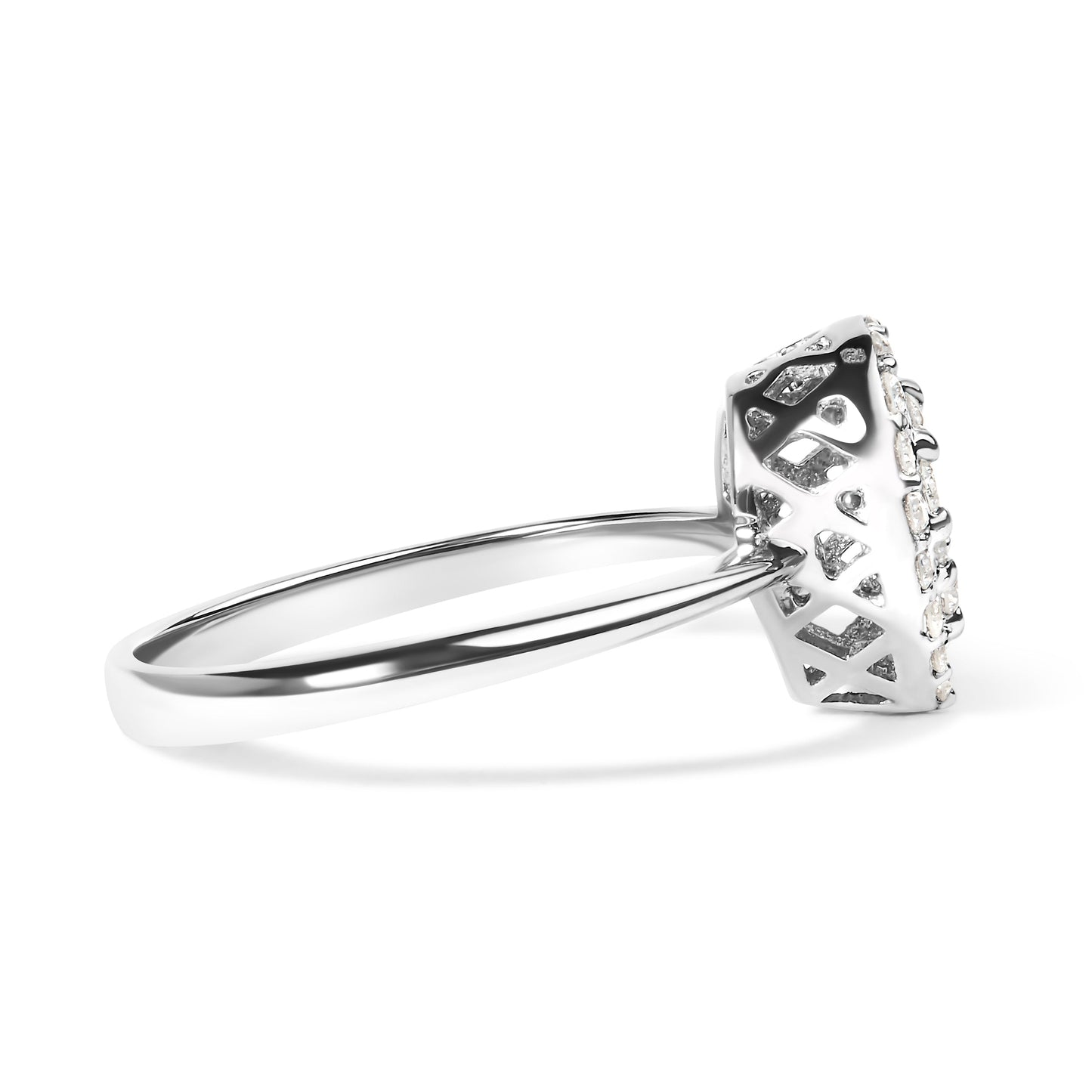 10K White Gold 3/8 Cttw Round-Cut Lab Grown Diamond Cluster Pear Promise Ring (G-H Color, VS2-SI1 Clarity) - Size 7