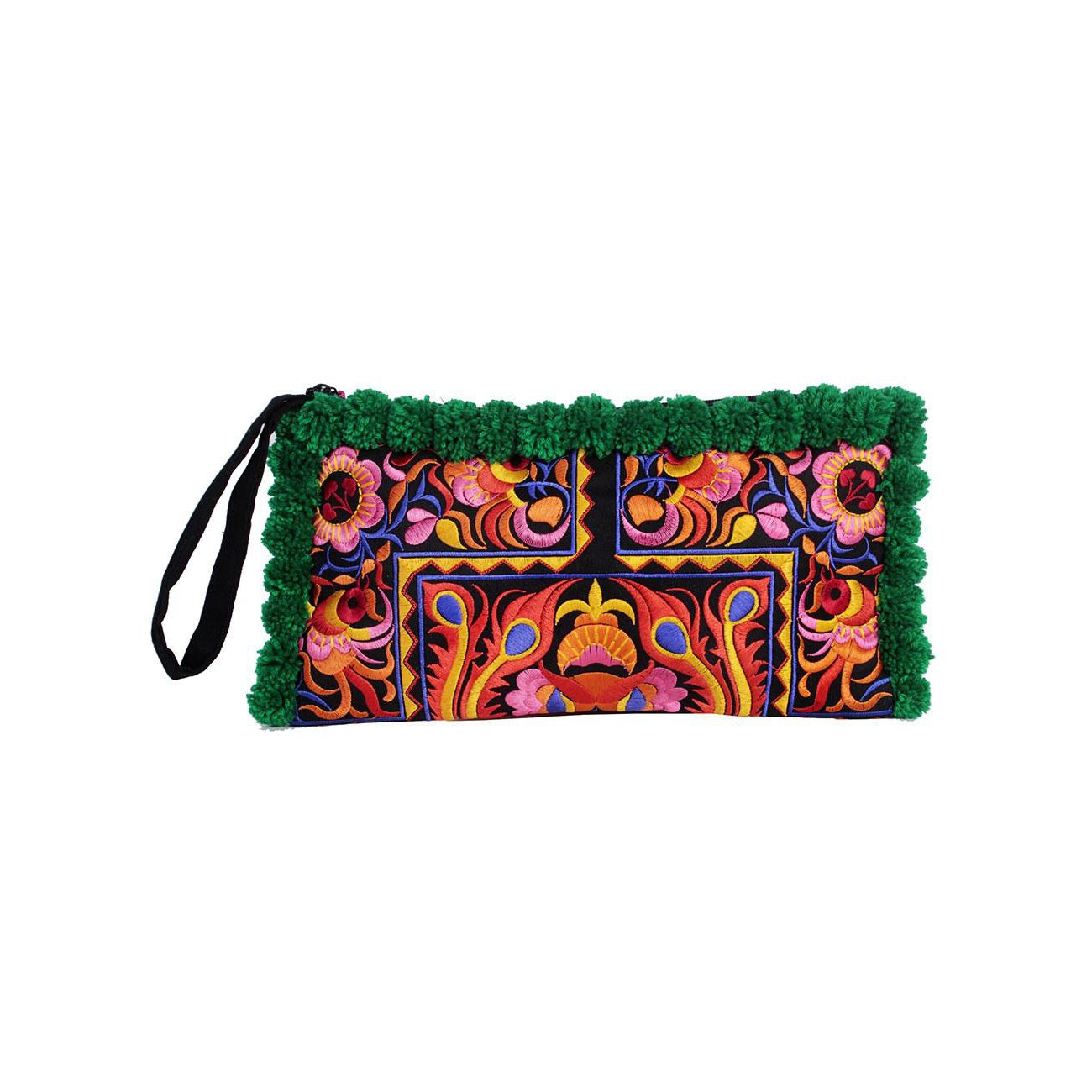 Rocio Multi-Color Pom Pom Wristlet Bag - Thailand