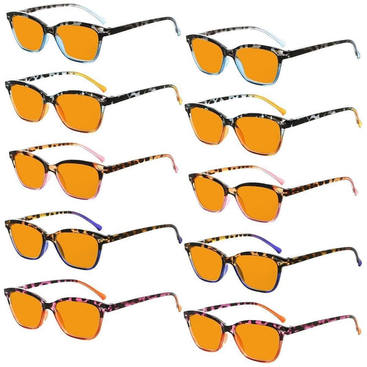 10 Pack Orange Lens Cat Eye Blue Light Blocking Reading Glasses DS9111