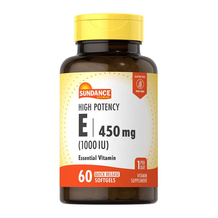 Sundance Vitamins High Potency E Vitamin Quick Release Softgels, 1000 IU, 60 Caps