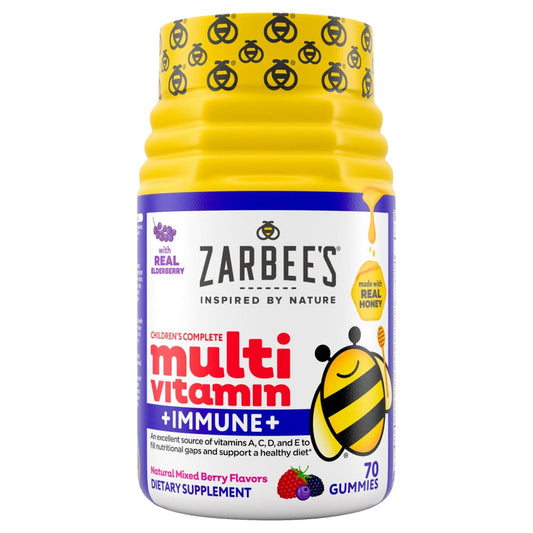 Zarbee's Kid’s Complete Multivitamin Immune Support Gummies, 13 Essential Vitamins Berry -70ct