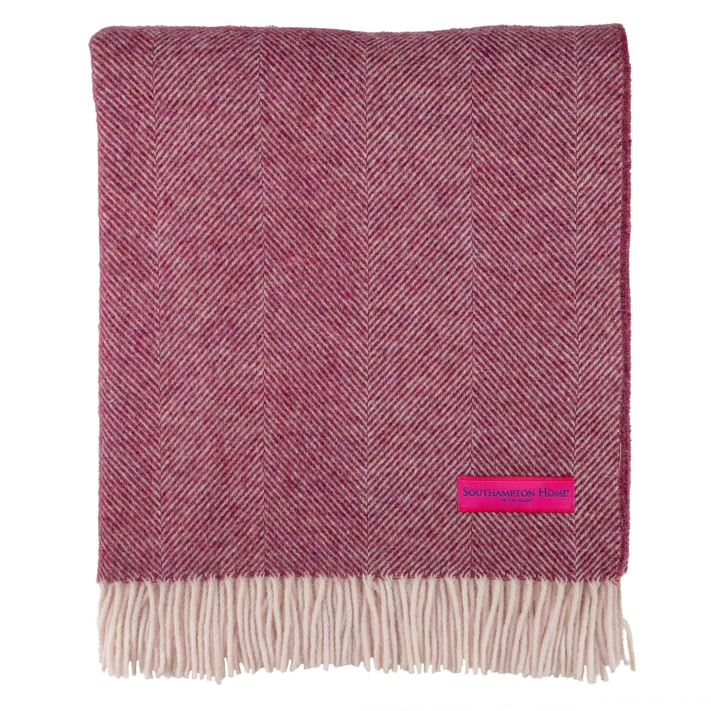 Southampton Home Shetland Lambswool Herringbone Throw – Berry | Woven in England - Osadia Concept Store